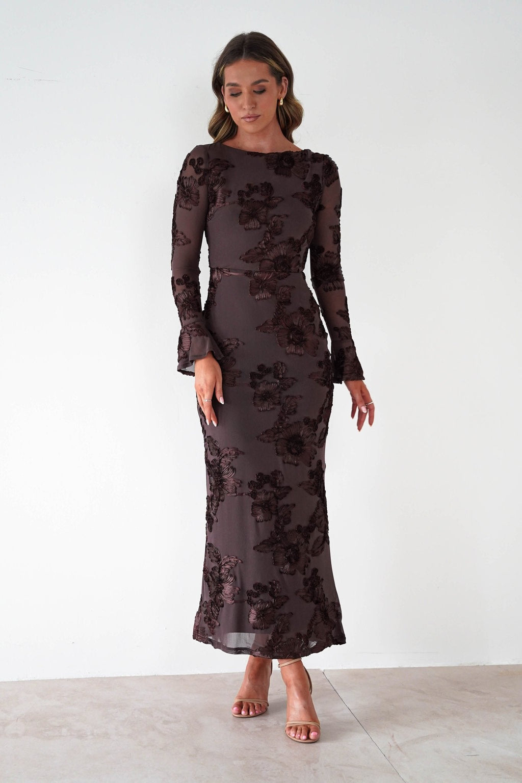 Marshalls Long Sleeve Textured Maxi Dress