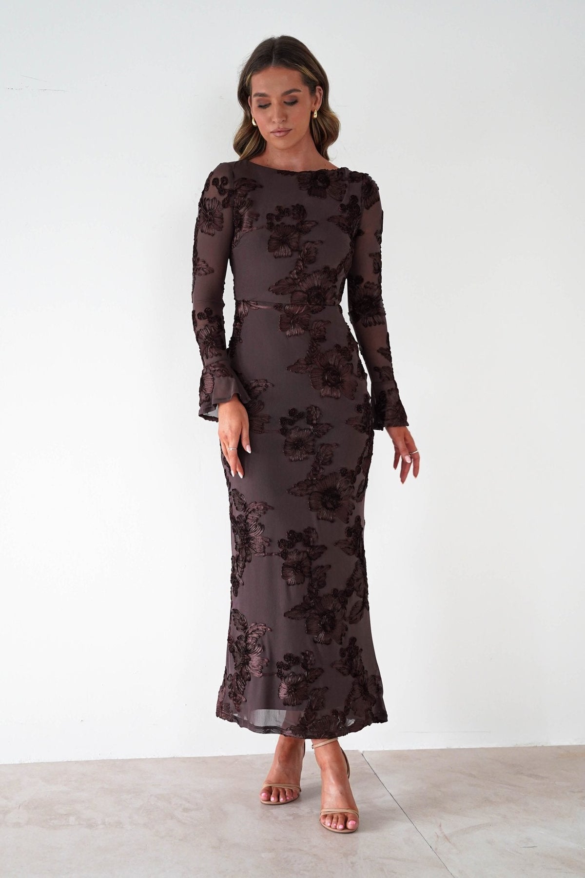 Marshalls Long Sleeve Textured Maxi Dress