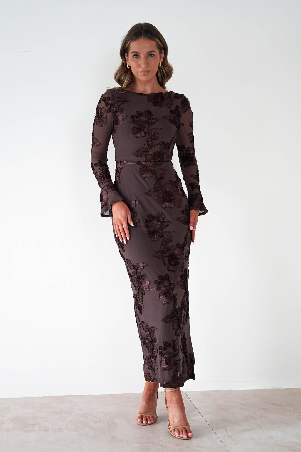 Marshalls Long Sleeve Textured Maxi Dress