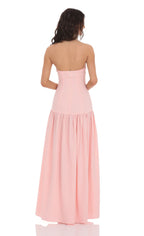 Gingham Strapless Waist Maxi Dress