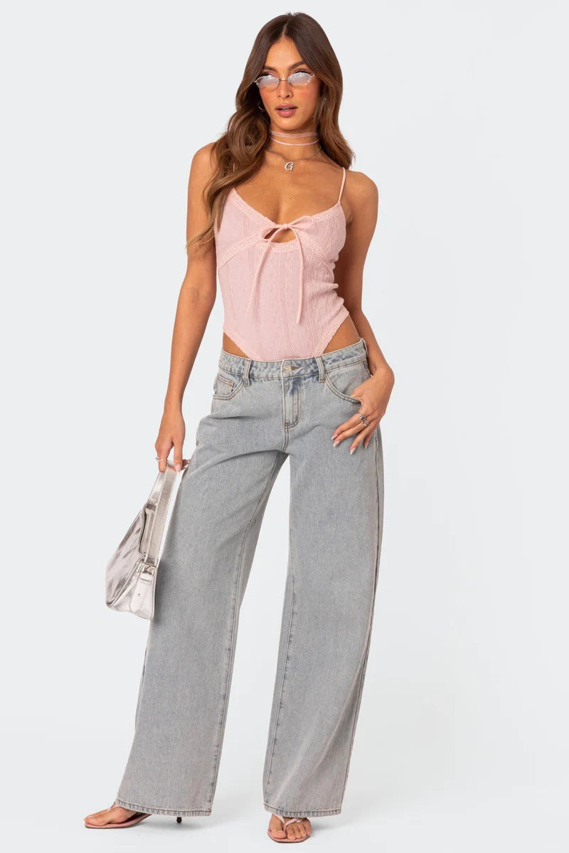 Shelly Pink Bow Jeans