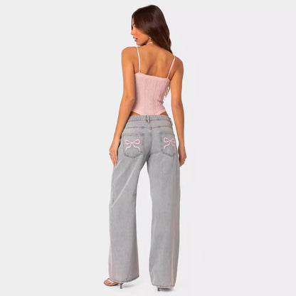 Shelly Pink Bow Jeans