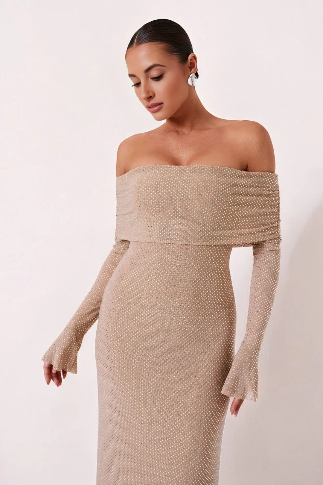 Selene Glitter Off Shoulder Dress