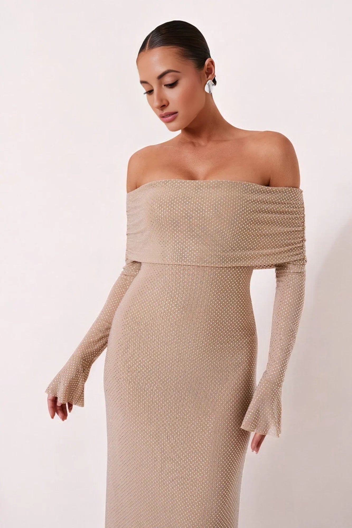 Selene Glitter Off Shoulder Dress