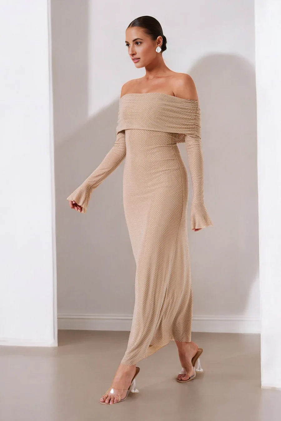 Selene Glitter Off Shoulder Dress