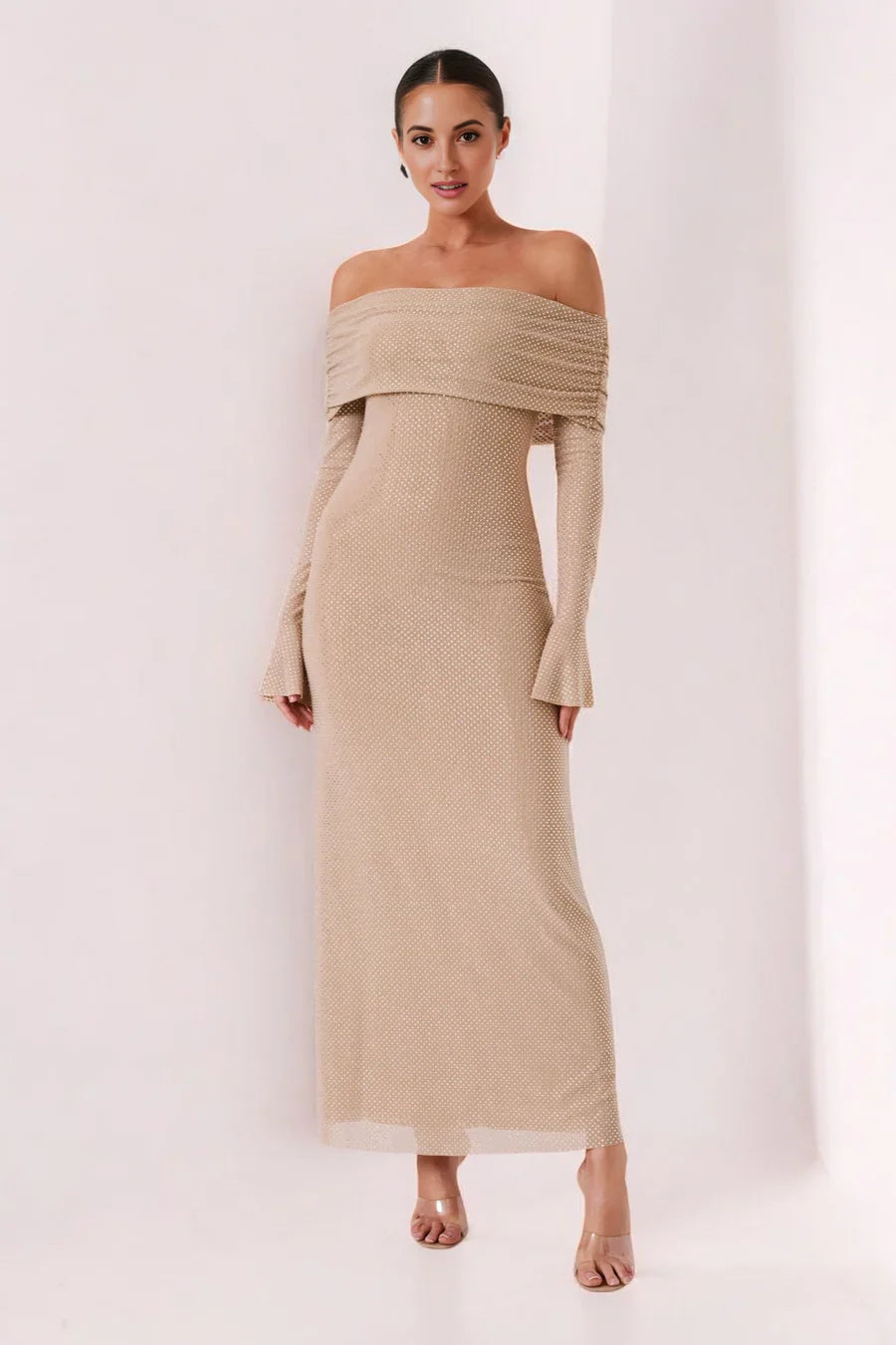 Selene Glitter Off Shoulder Dress