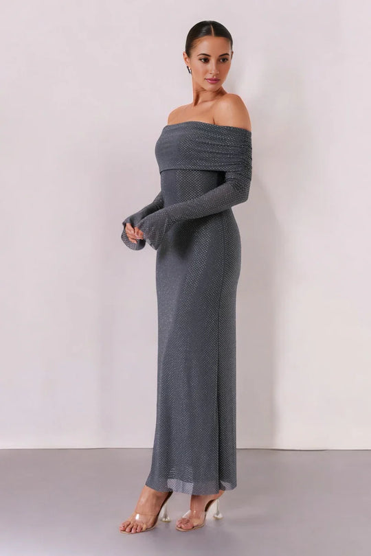 Selene Glitter Off Shoulder Dress