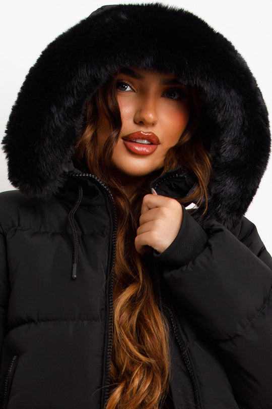 Eliana Puffer Jacket With Fur Hood