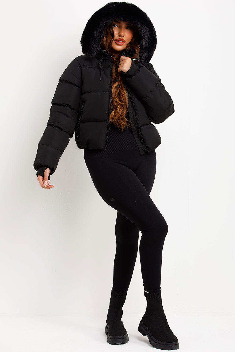 Eliana Puffer Jacket With Fur Hood