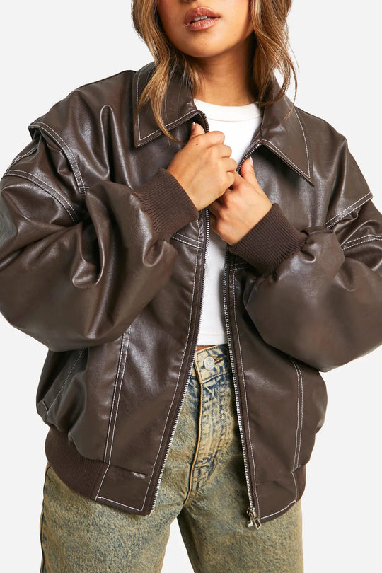 Savannah Brown Leather Jacket