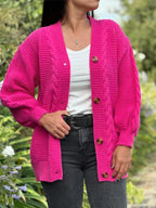 Women's V-neck Long-sleeved Knitted Cardigan