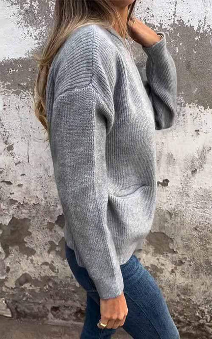 Neck Zipper Knitted Jacket