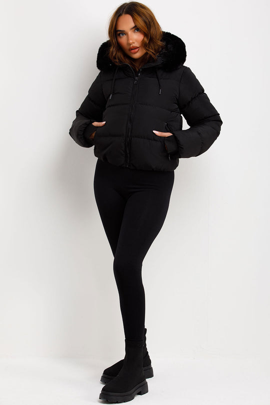 Eliana Puffer Jacket With Fur Hood