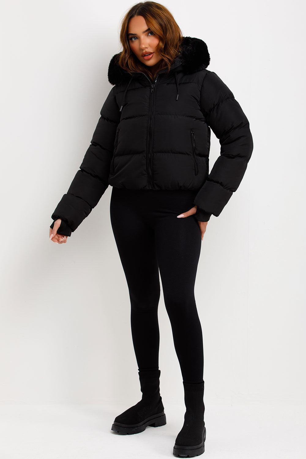 Eliana Puffer Jacket With Fur Hood