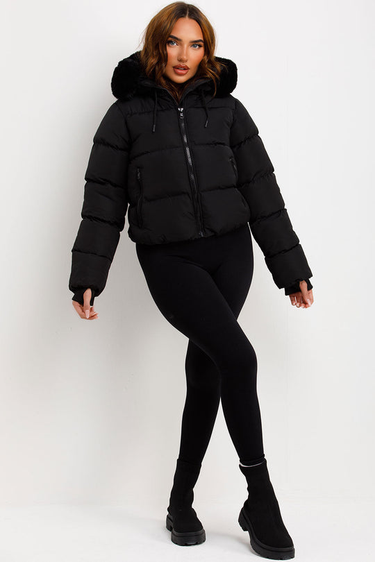 Eliana Puffer Jacket With Fur Hood