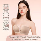 Seamless Bra with Front Closure and Adjustable Straps