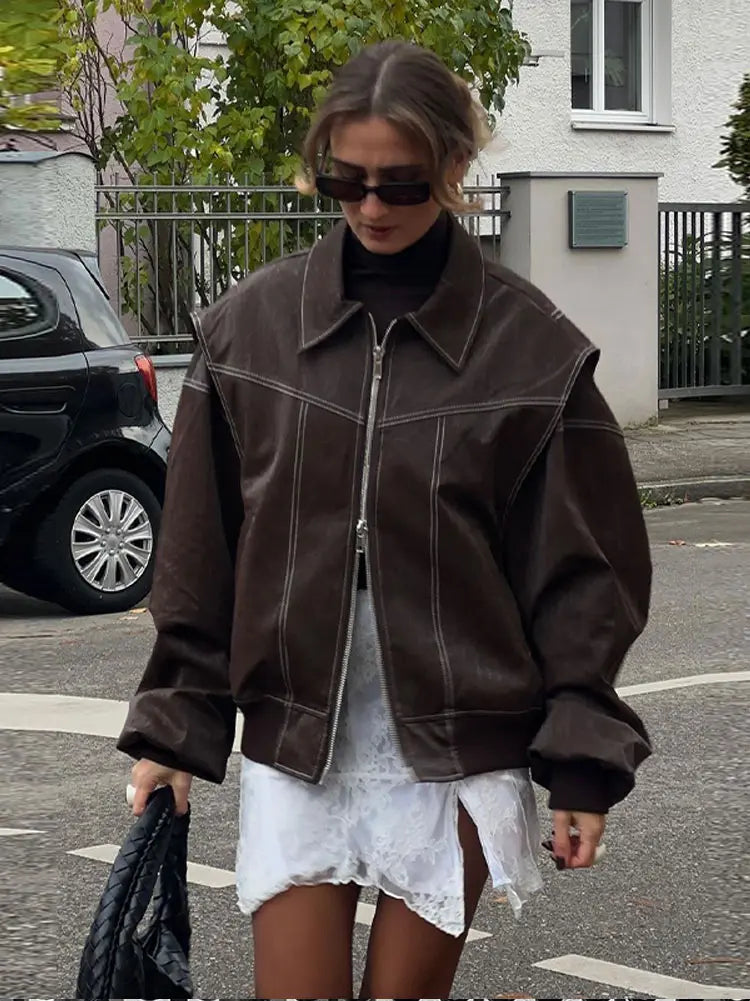 Savannah Brown Leather Jacket