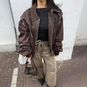 Savannah Brown Leather Jacket